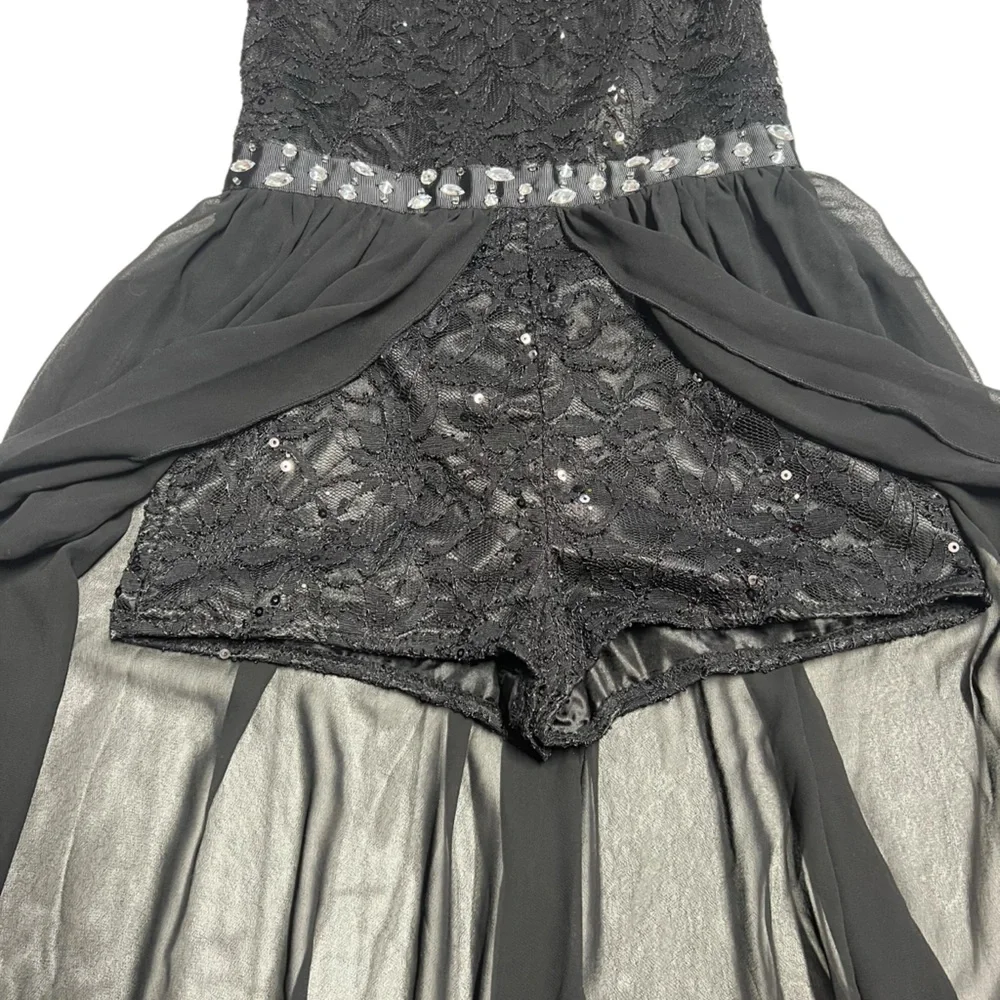 Iefiel - Girls Black Dressy Beaded Romper Sz 10